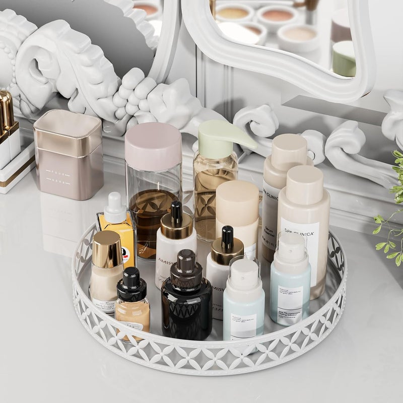 EKNITEY Bathroom Trays for Counter - 11 Inch White Decorative Tray Countertop Cosmetics Vanity Perfume Organizer Storage Tray for Bathroom - Image 3